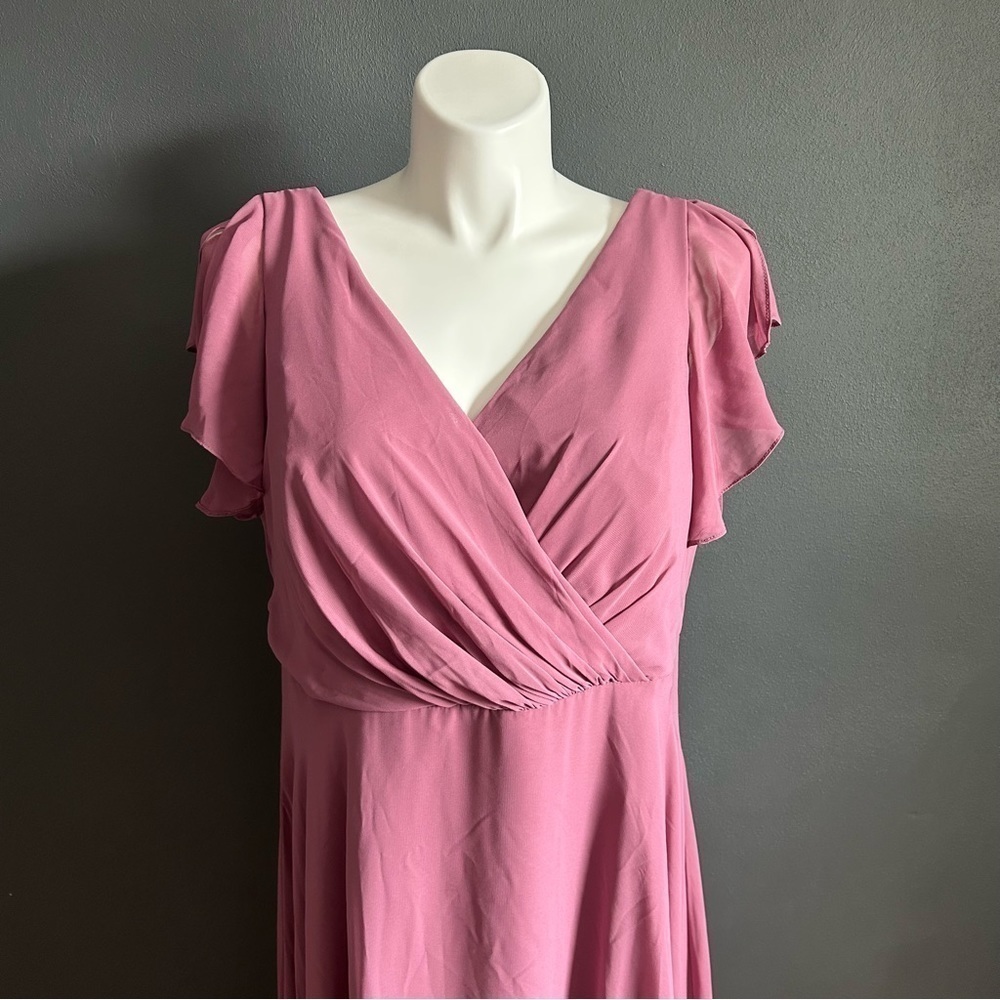 David's Bridal Mauve Flutter Sleeve Bridesmaid Dress - Picture 8 of 12